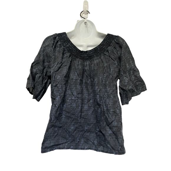 PrAna Chryssa Black blue off the shoulder Blouse Top Size S - Picture 3 of 7